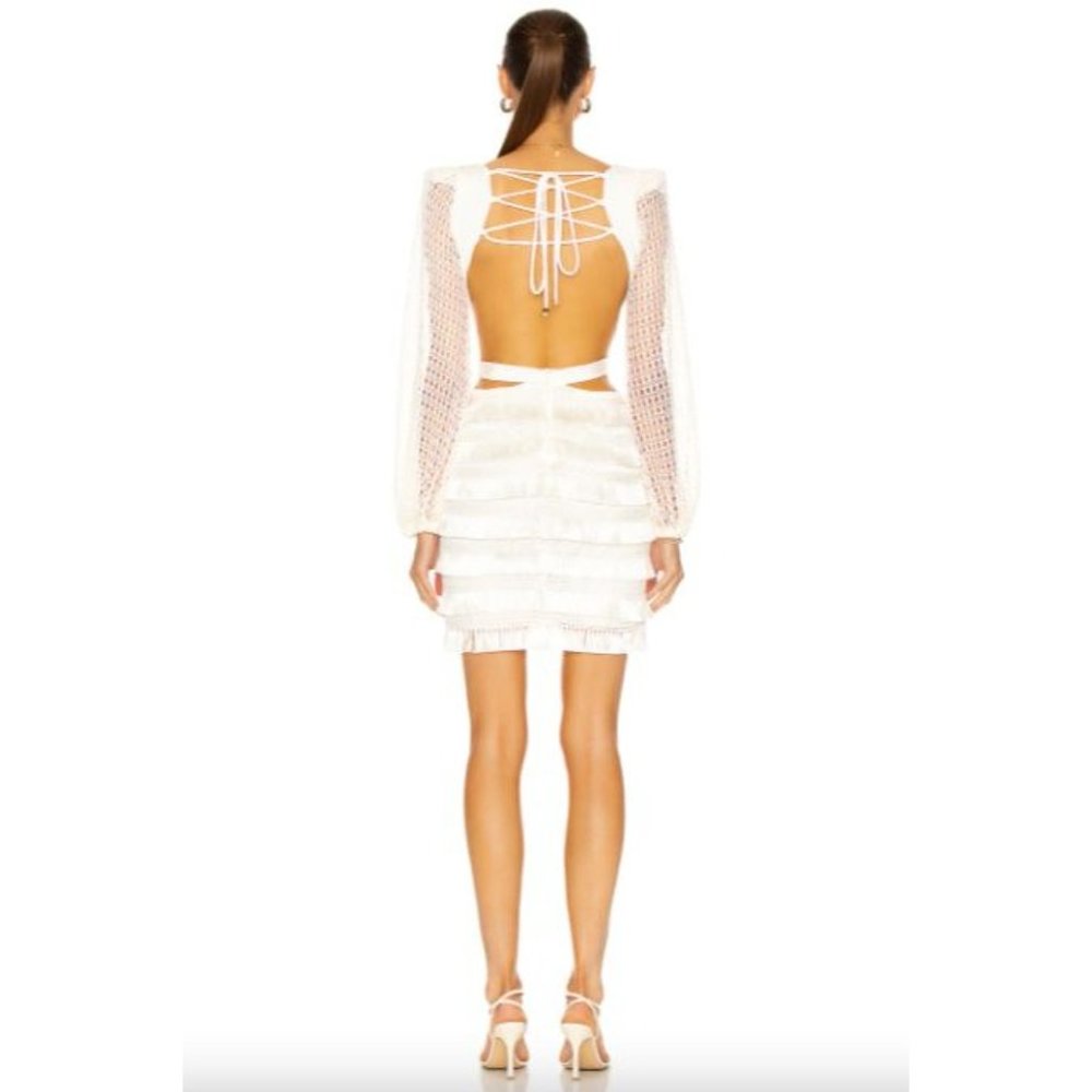 PatBO Cut-out Fringe Mini Dress White Women's Size 2 - Picture 16 of 16